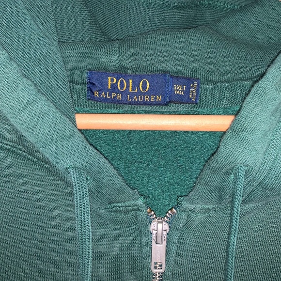 POLO RALPH LAUREN Green w/ Orange Pony Hoodie Sweatshirt 3XLT / 4XLT Big & Tall - Picture 4 of 9